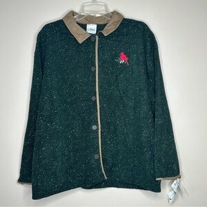 Vintage 90s Artisans Cardinal Green Fleece Jacket Outdoor USA Made Size XL‎ NWT